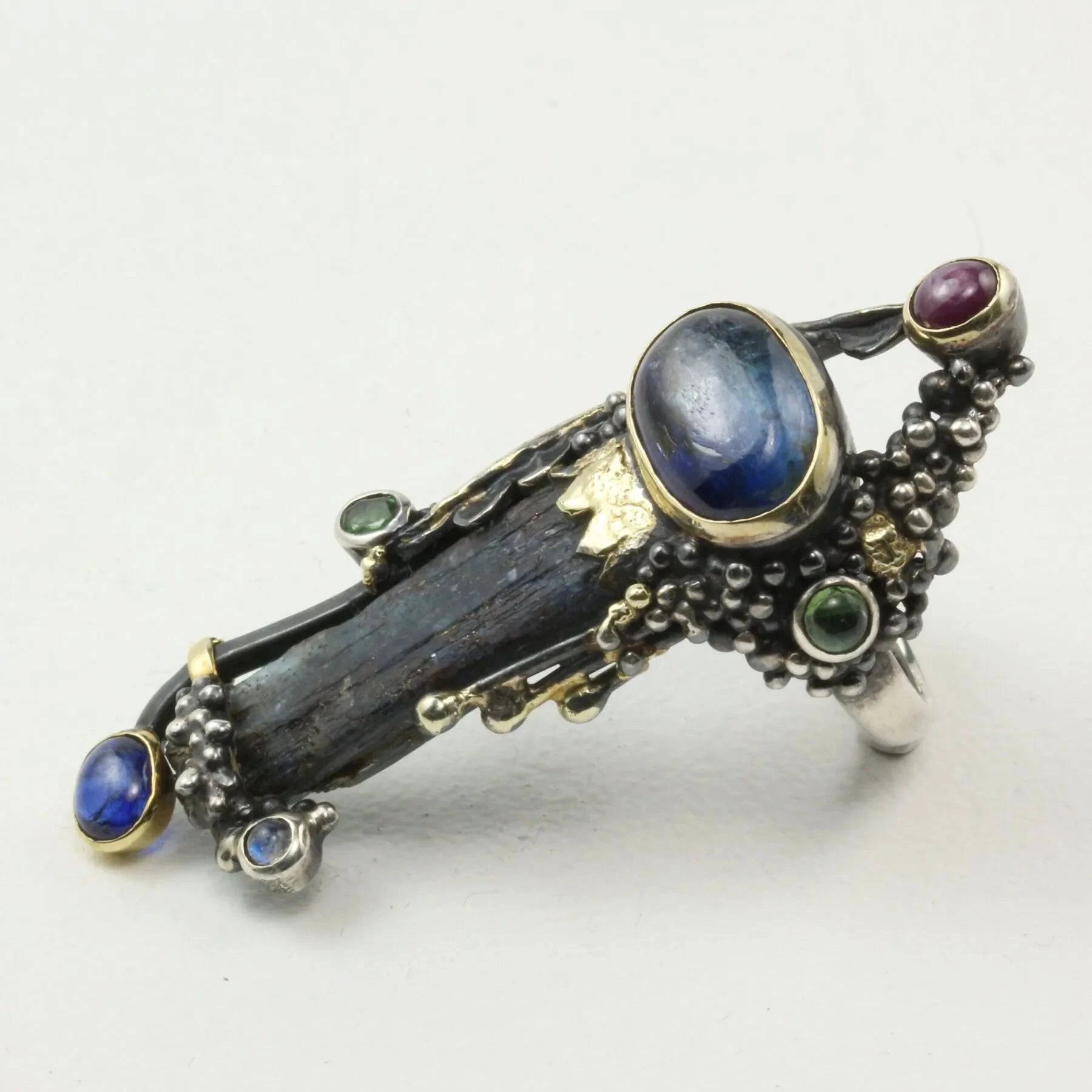 Mystic Revelation Ring Kyanite, Sapphire, Ruby, Peridots and Moonstone