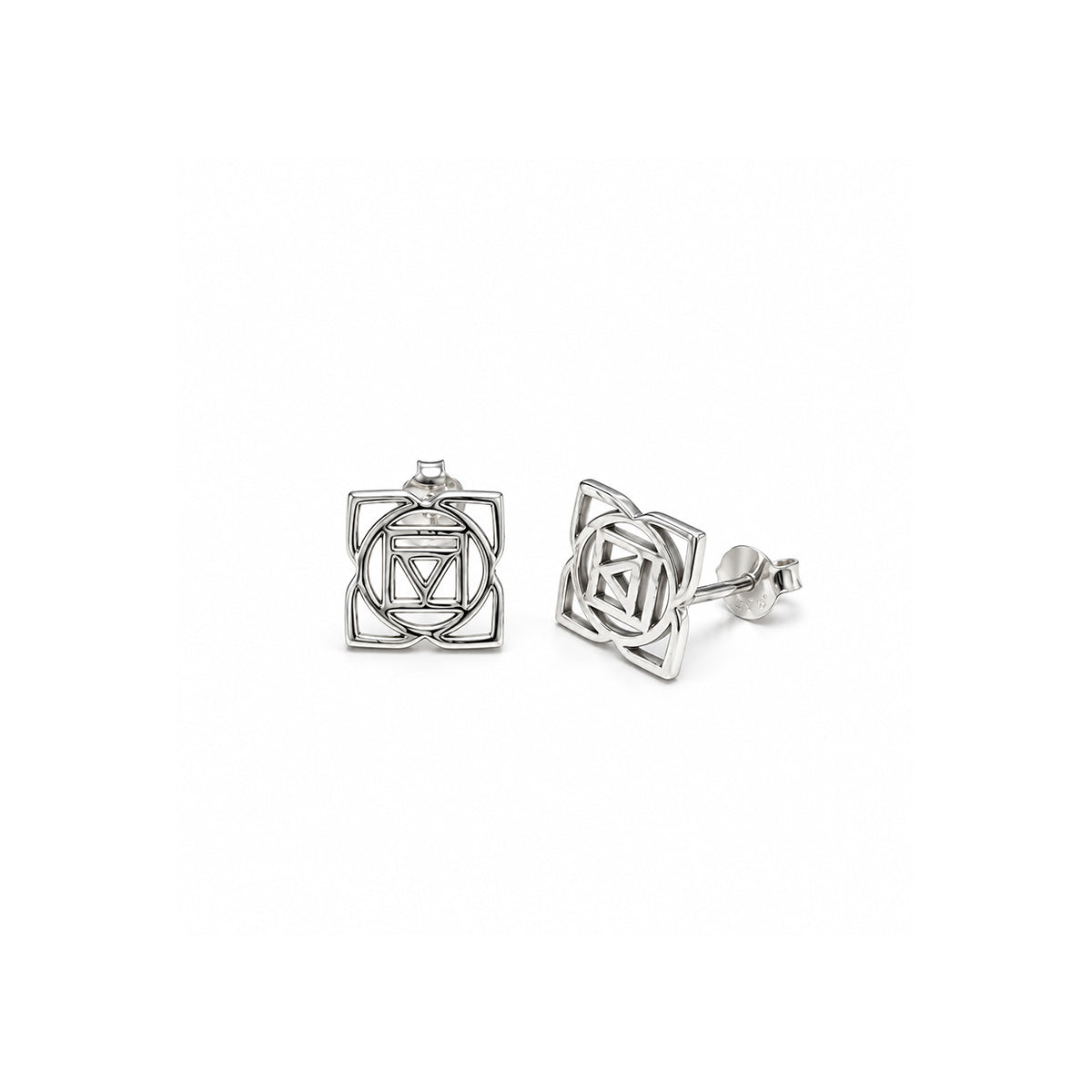 Root Chakra/Muladhara Chakra Stud Earrings In Sterling Silver