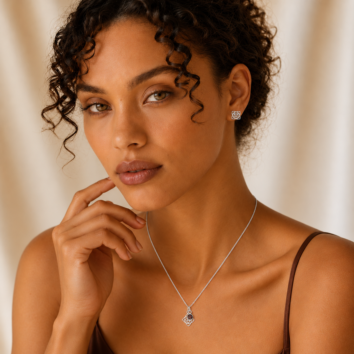 Root Chakra/Muladhara Chakra Stud Earrings In Sterling Silver