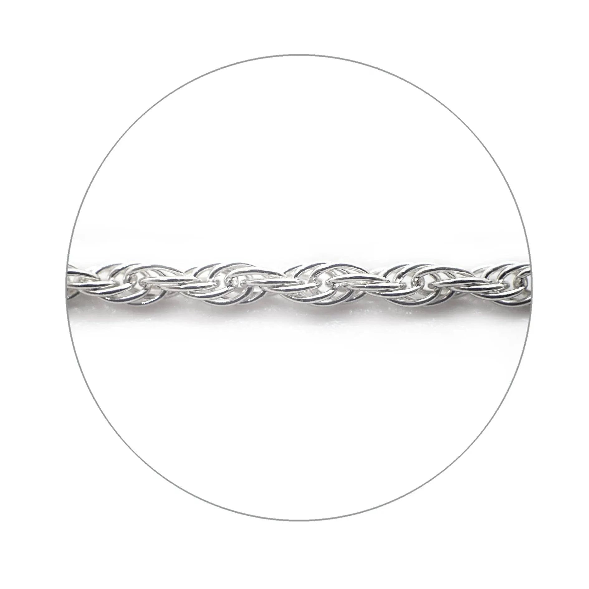 Rope Chain or Prince of Wales Chain in Sterling Silver - 16" 18" 20" Length and 1.6mm Thickness