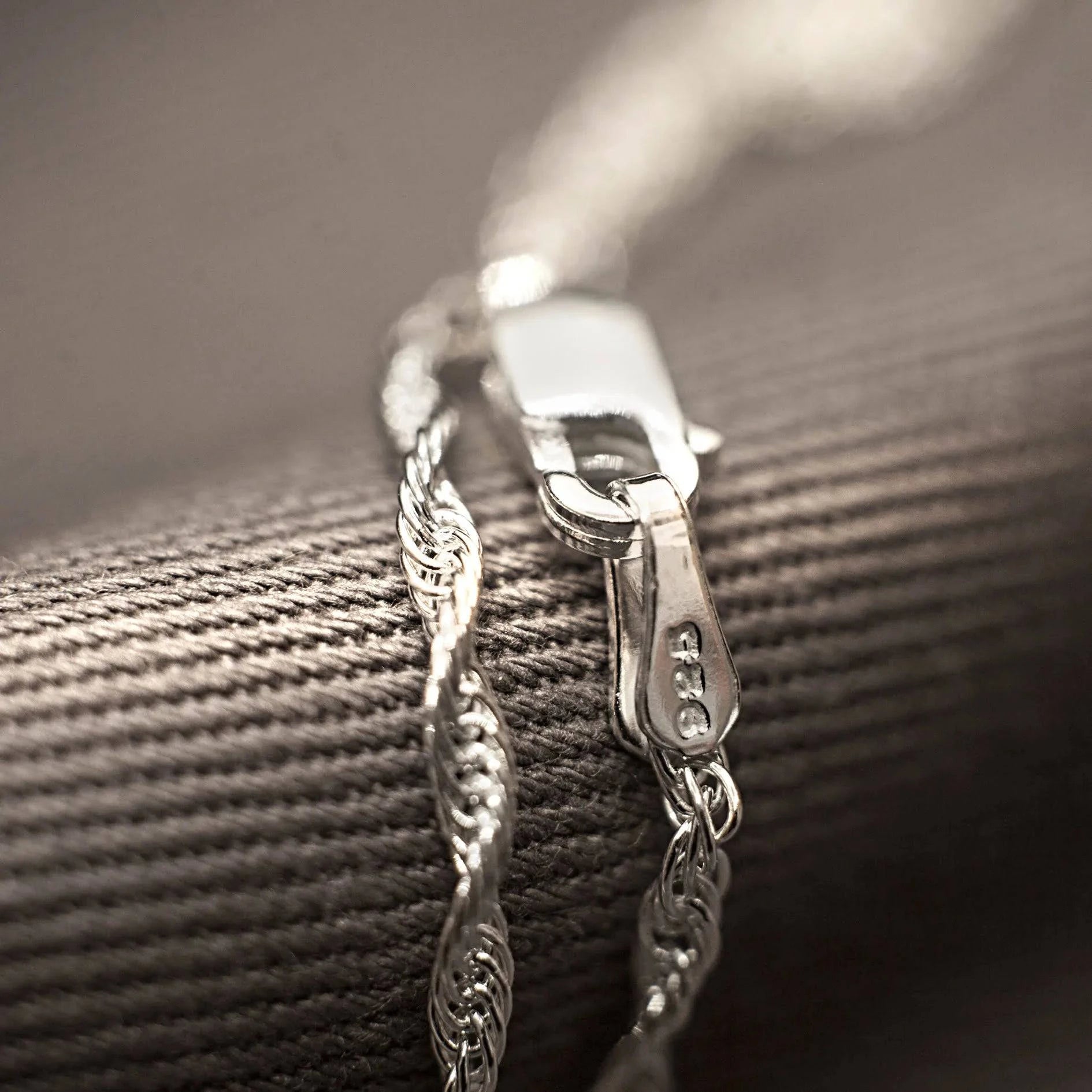 Rope Chain or Prince of Wales Chain in Sterling Silver - 16" 18" 20" Length and 1.6mm Thickness