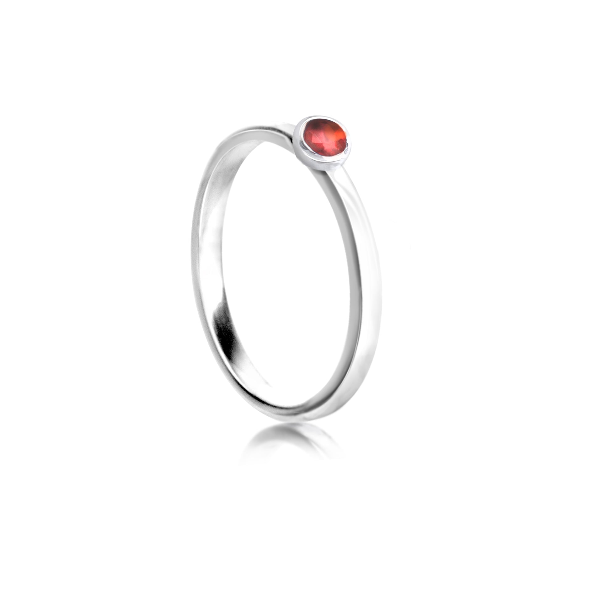 January Birthstone Stackable Ring with Garnet Gemstone in Sterling Silver