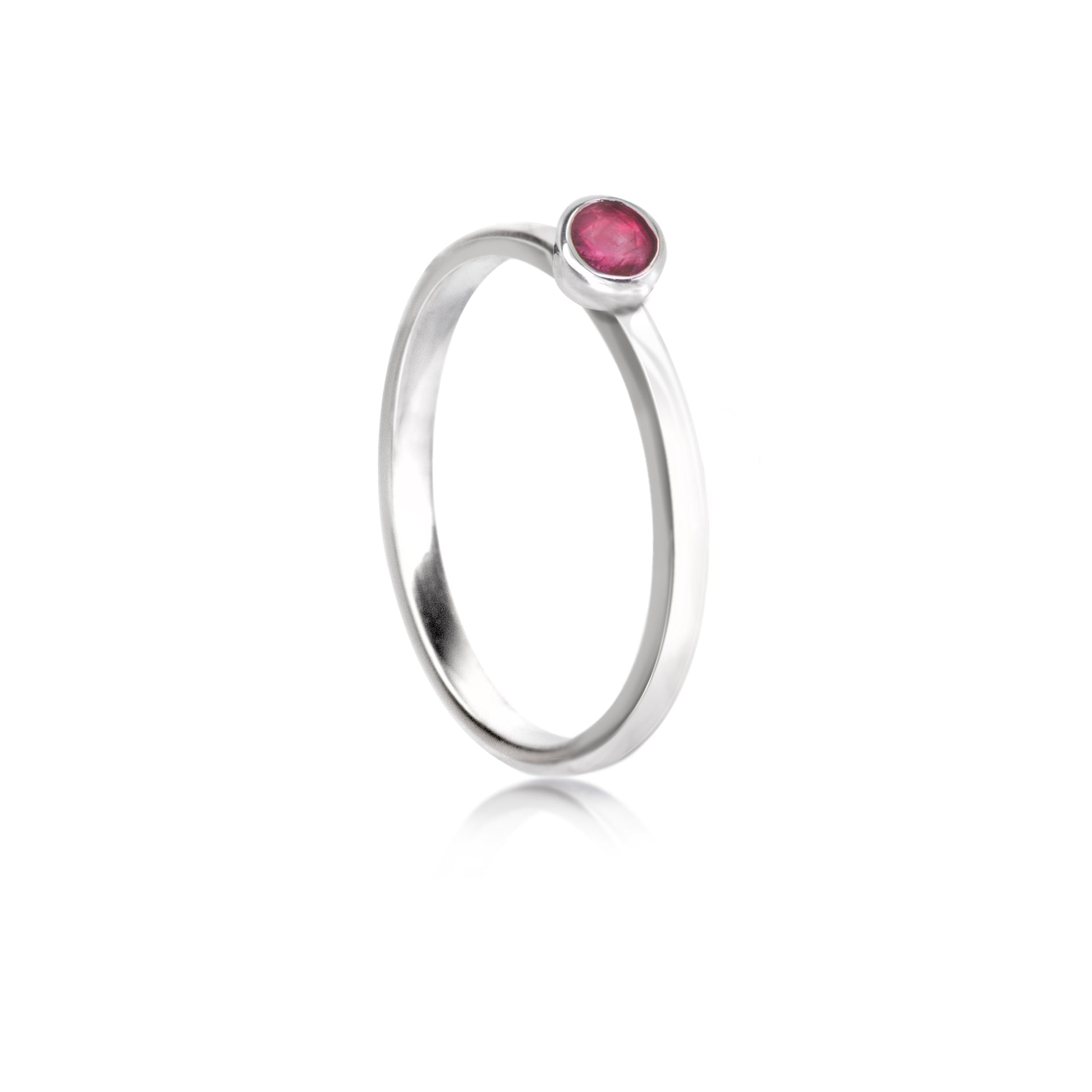 July Birthstone Stackable Ring with Genuine Ruby in Silver