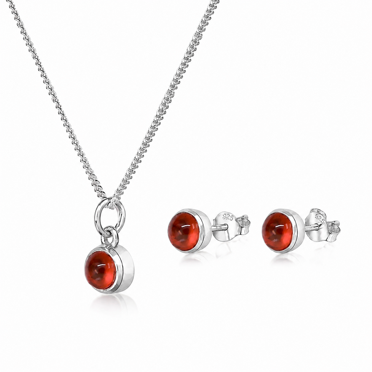 July Birthstone Jewellery Sets with Ruby Studs and Charm Necklace