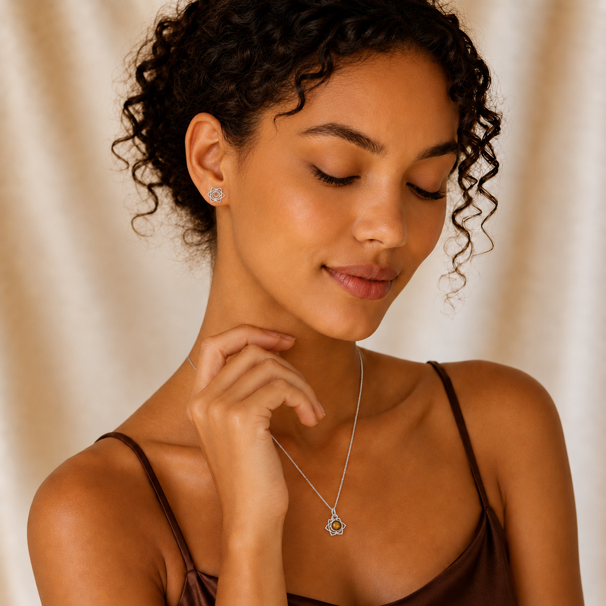 Sacral Chakra/Svadhishthana Chakra Stud Earrings In Sterling Silver