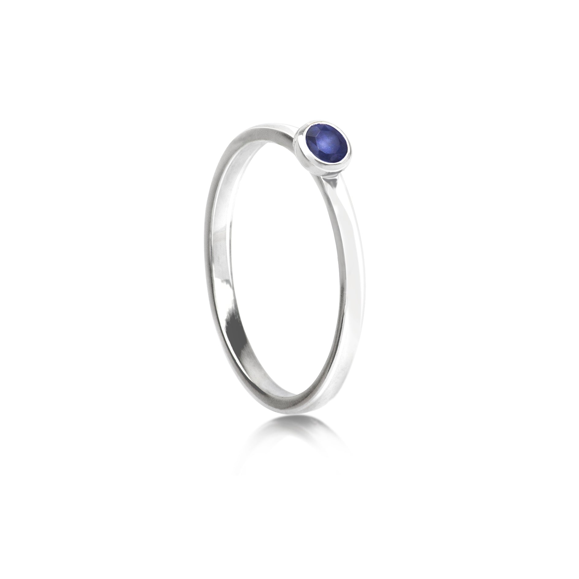 September Birthstone Stackable Ring-Genuine Blue Sapphire in Silver