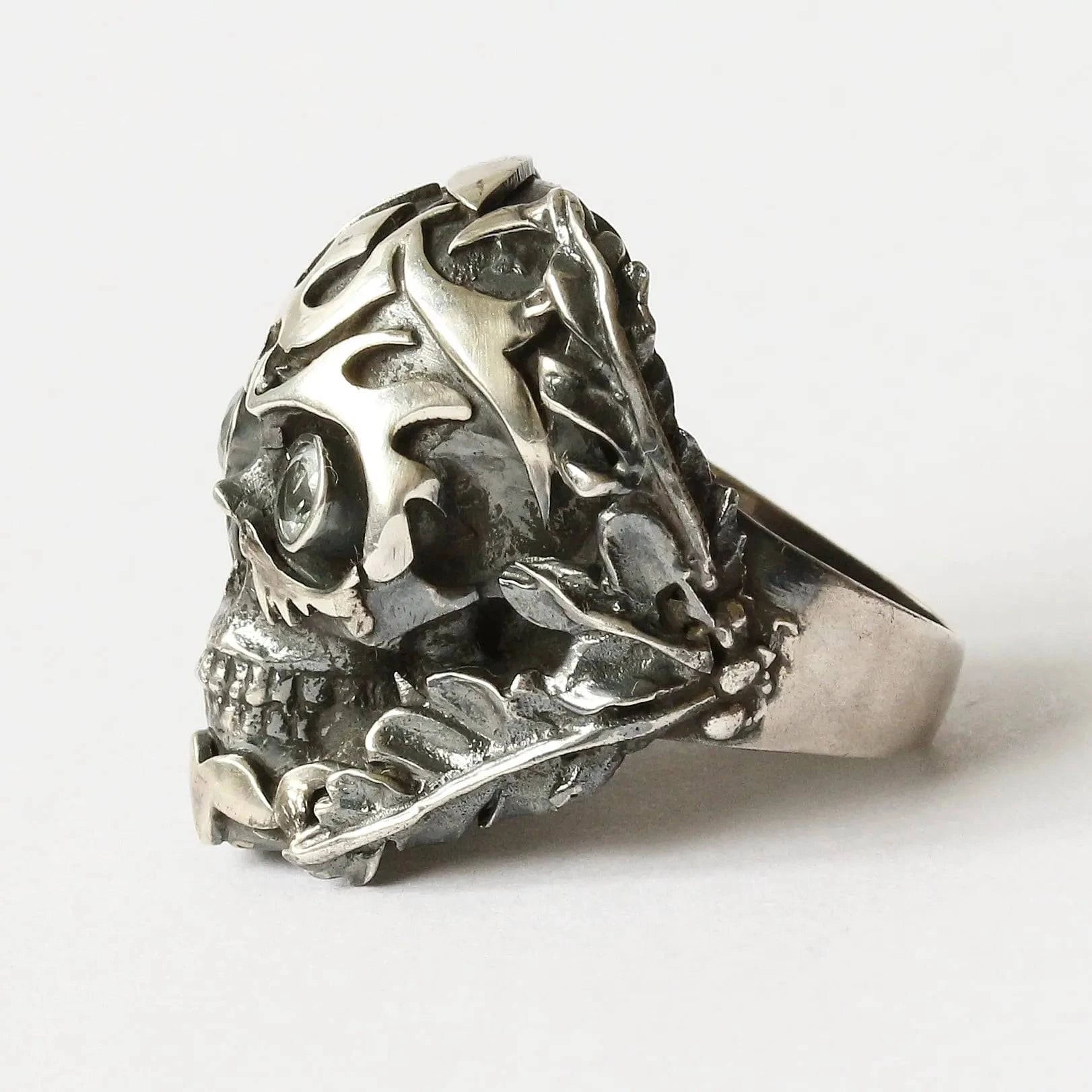 Mystic Power Skull Ring with Blue Topaz