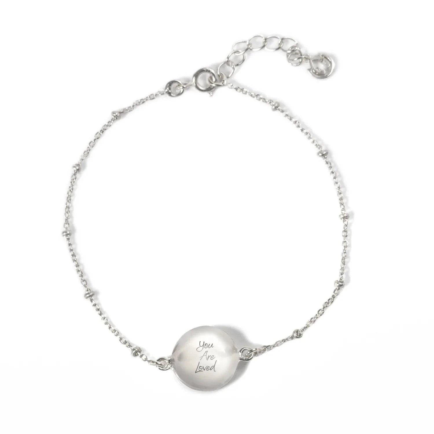 Moonstone 'You Are Loved' Bracelet In Sterling Silver