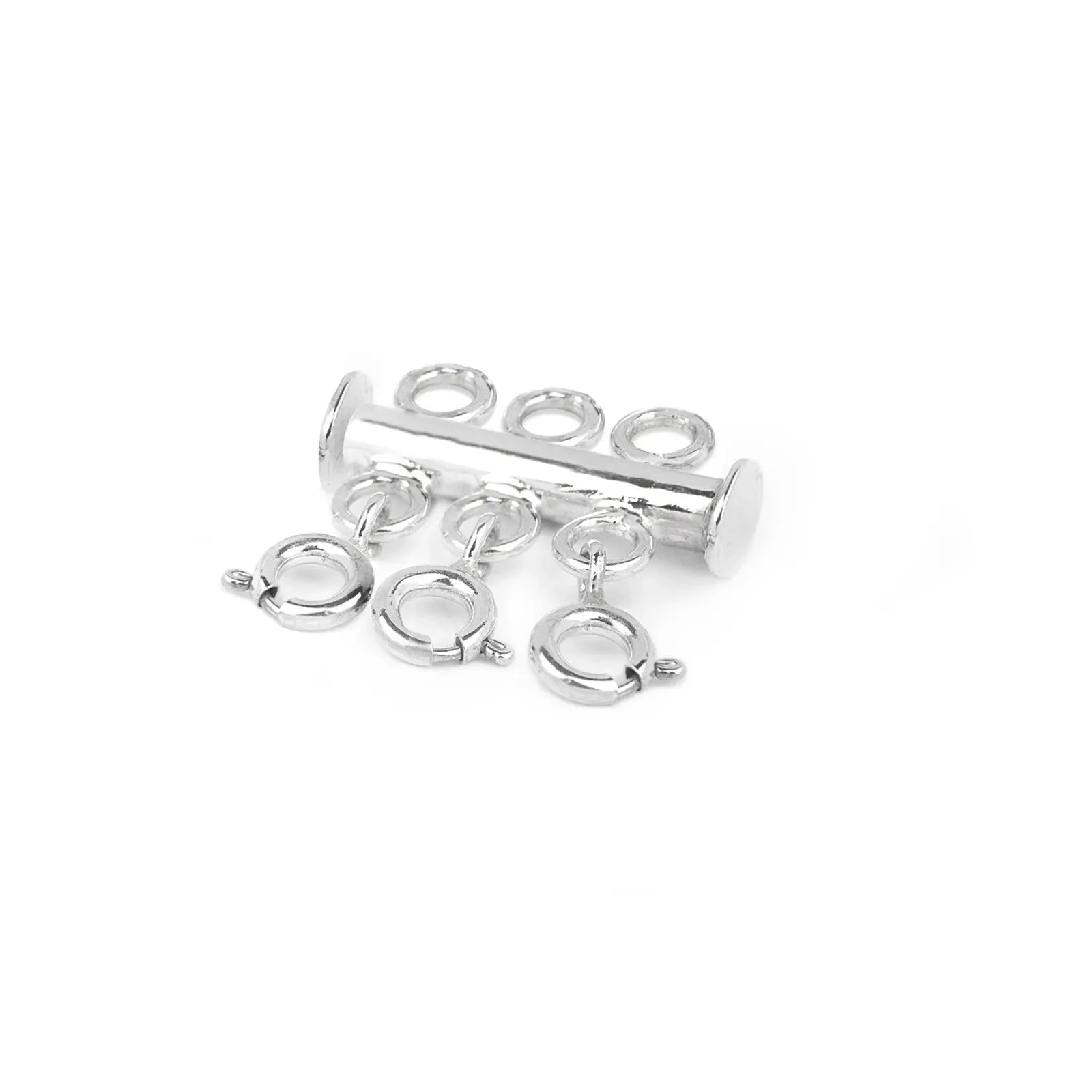 3 Row Ring Bolt Slider Clasp in Sterling Silver
