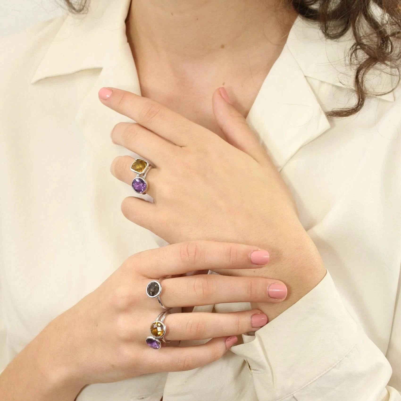 Desert Sand Quartz Ring in Sterling Silver