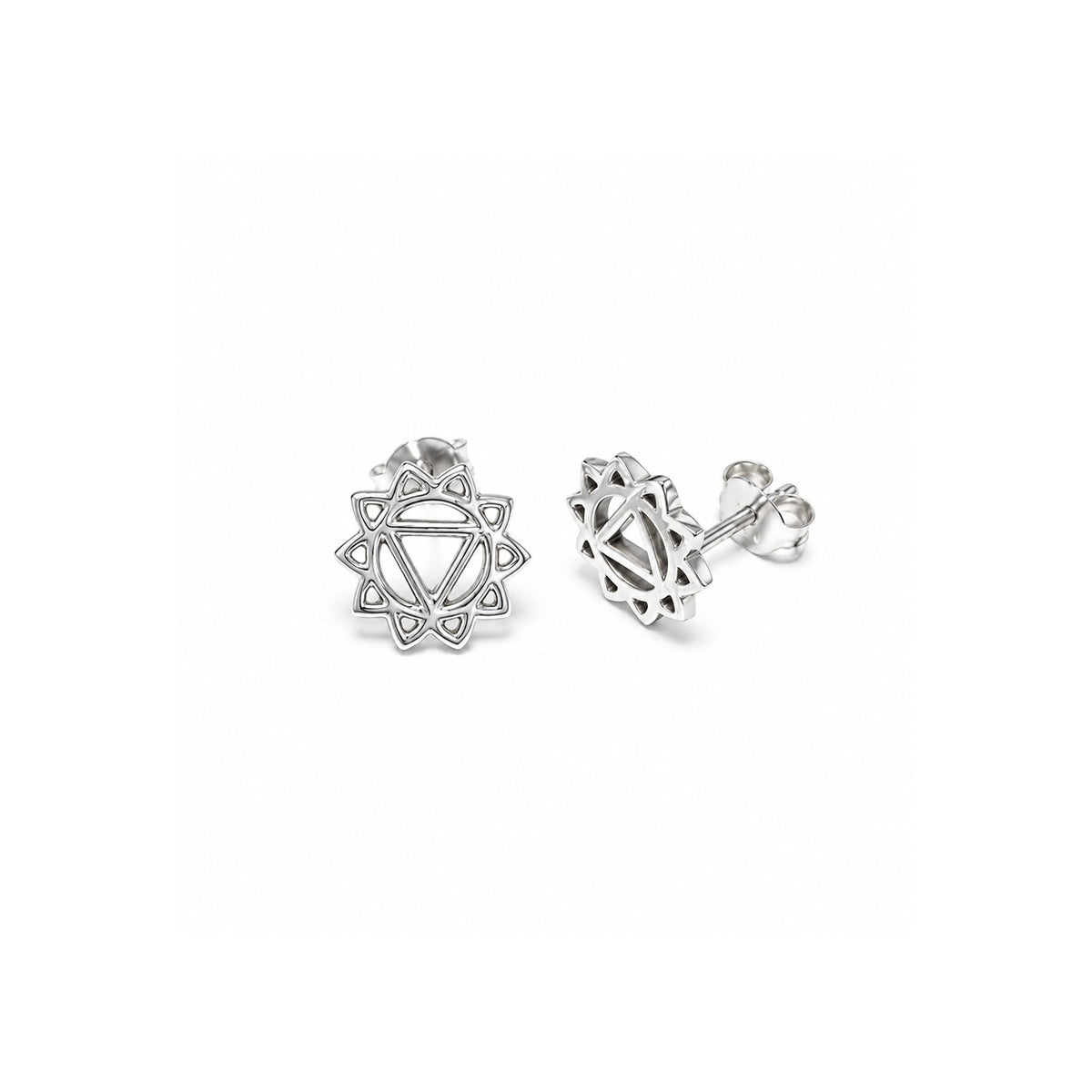 Solar Plexus Chakra/Manipura Chakra Stud Earrings In Sterling Silver
