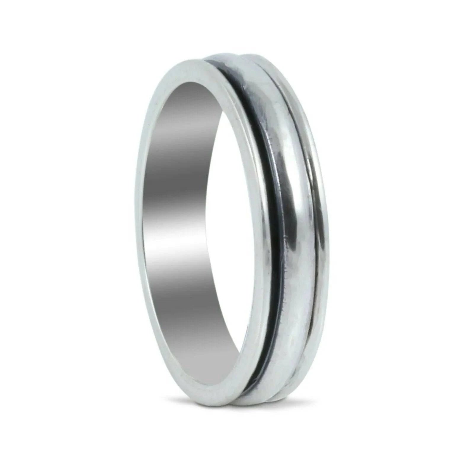 Spinner plain band ring in 925 sterling silver, meditation & anxiety relief ring