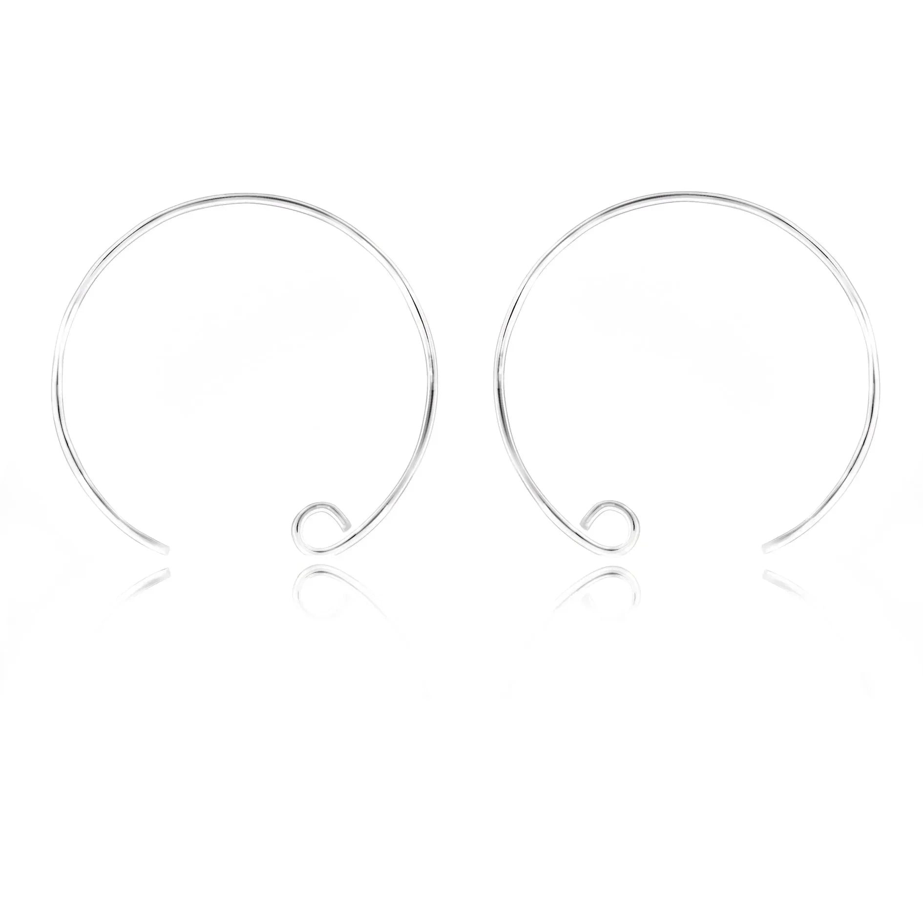 Spiral Earring Hooks in Sterling Silver - Diameter 25mm