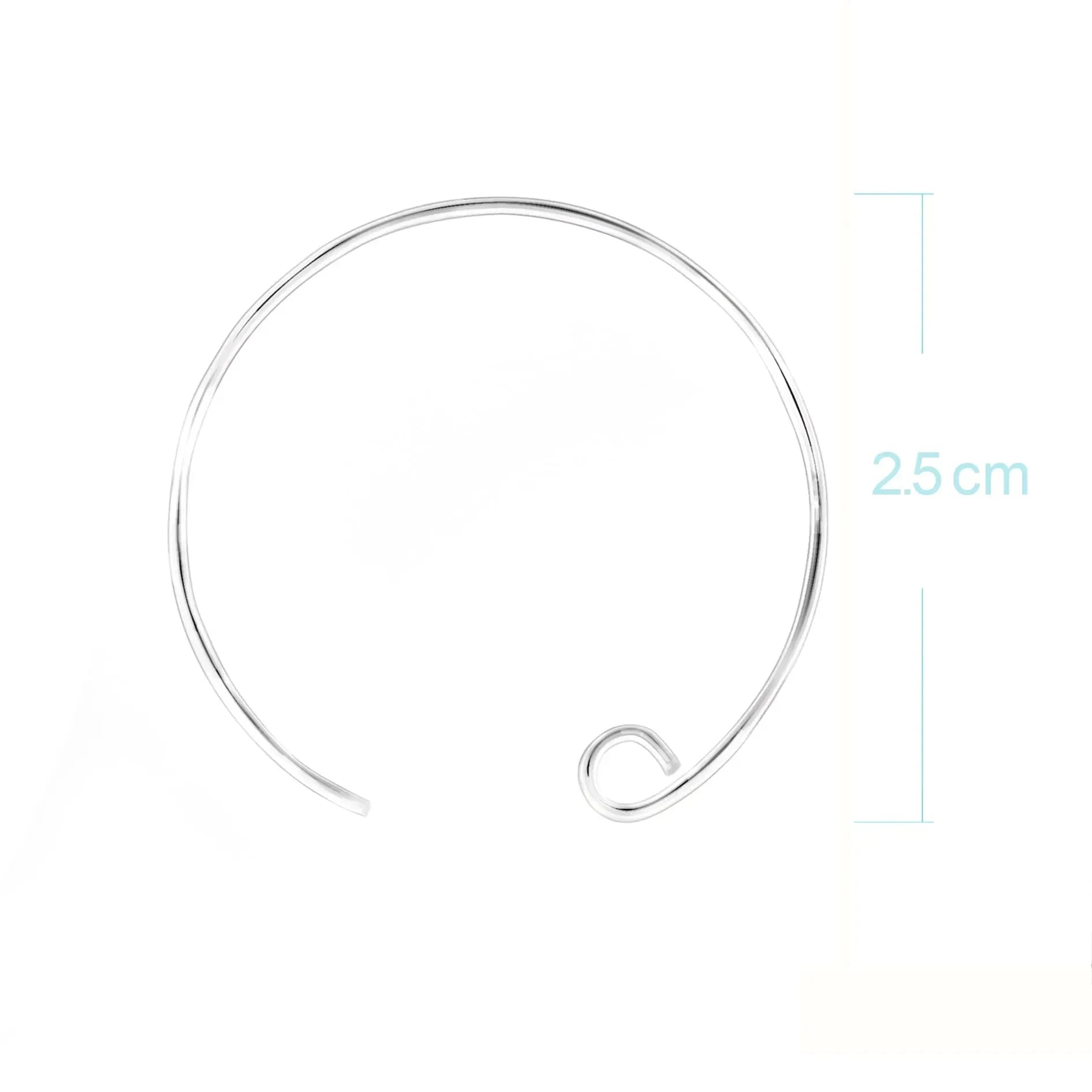 Spiral Earring Hooks in Sterling Silver - Diameter 25mm