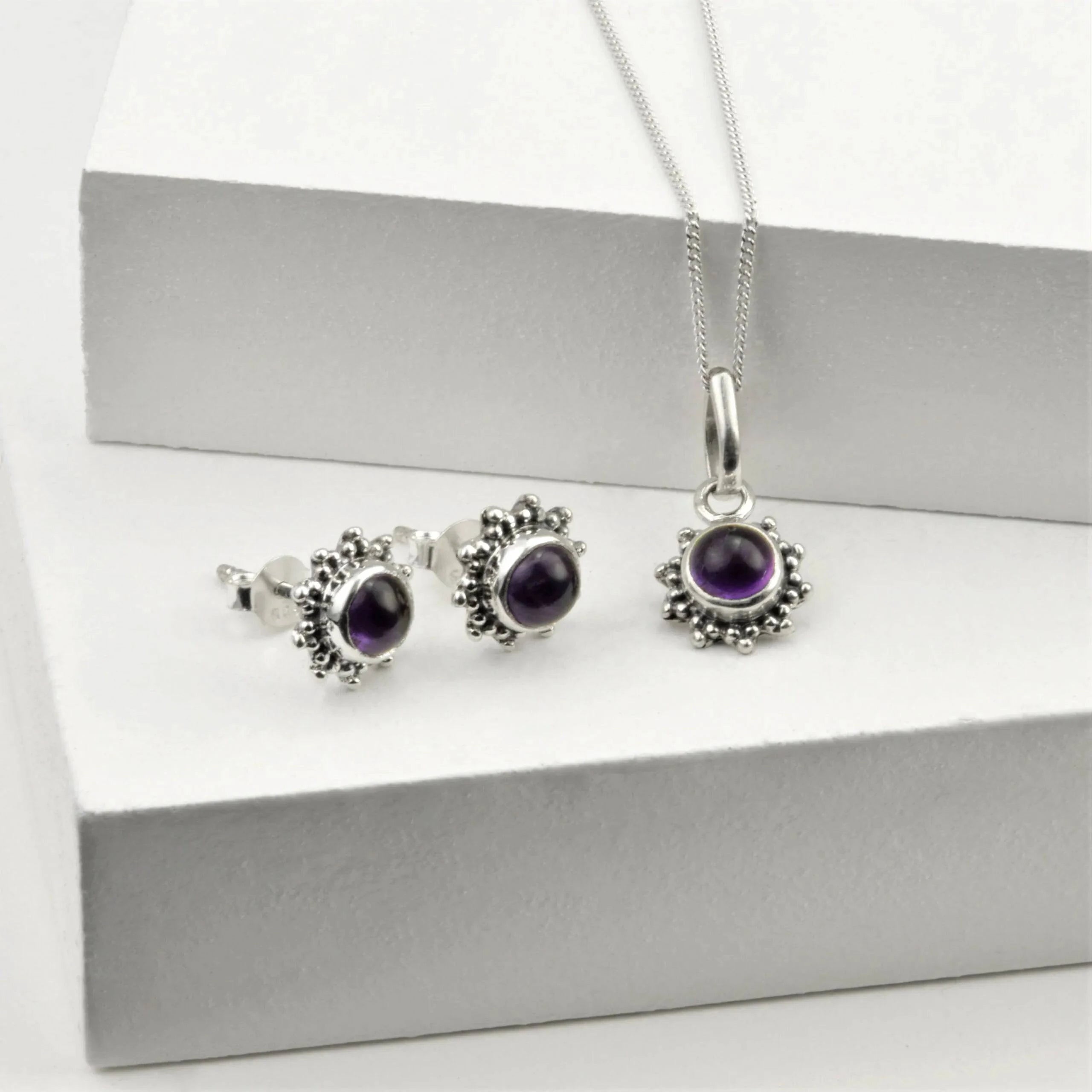 Amethyst Star Motif Jewellery set in 925 Sterling Silver