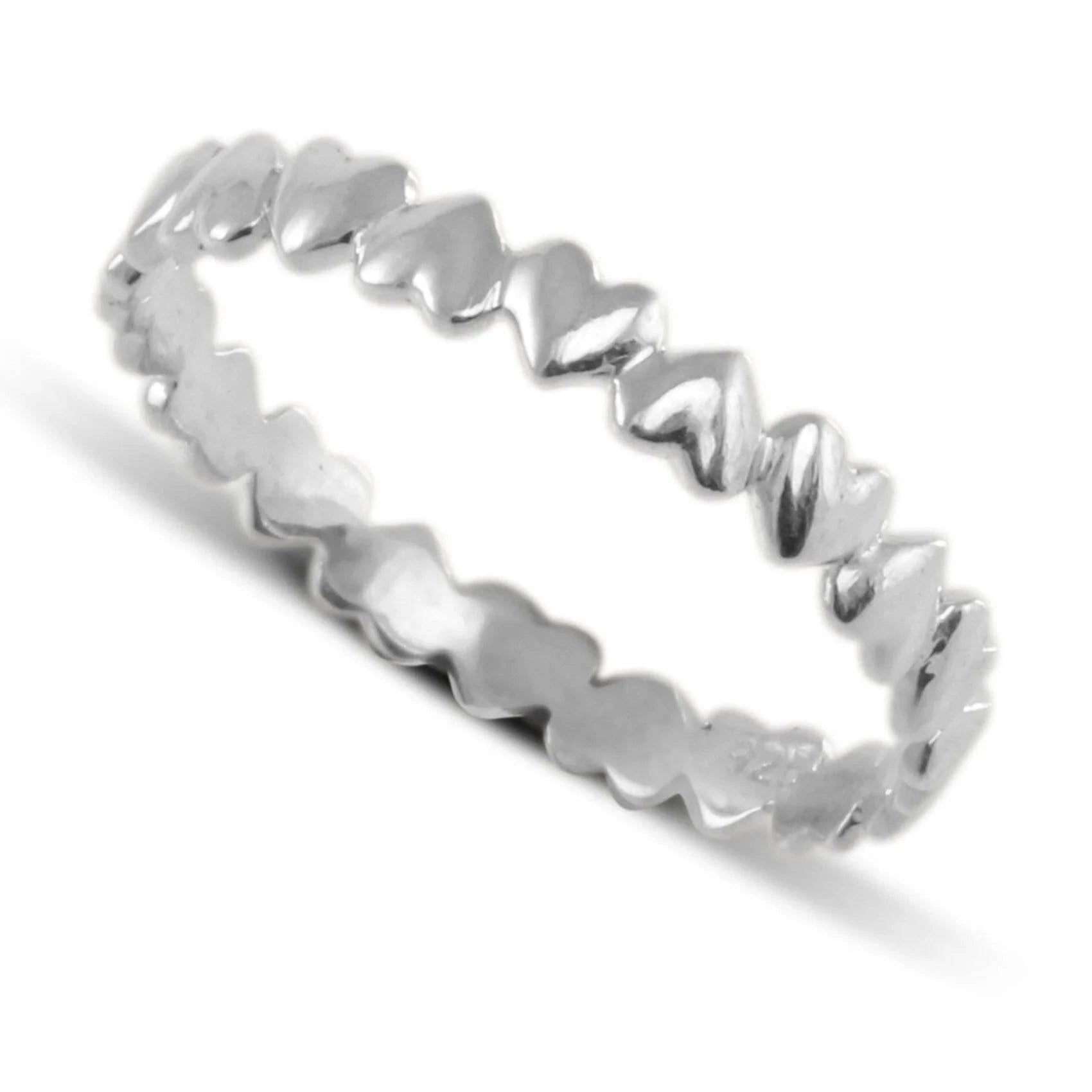 Closed Full Hearts Band in Sterling Silver