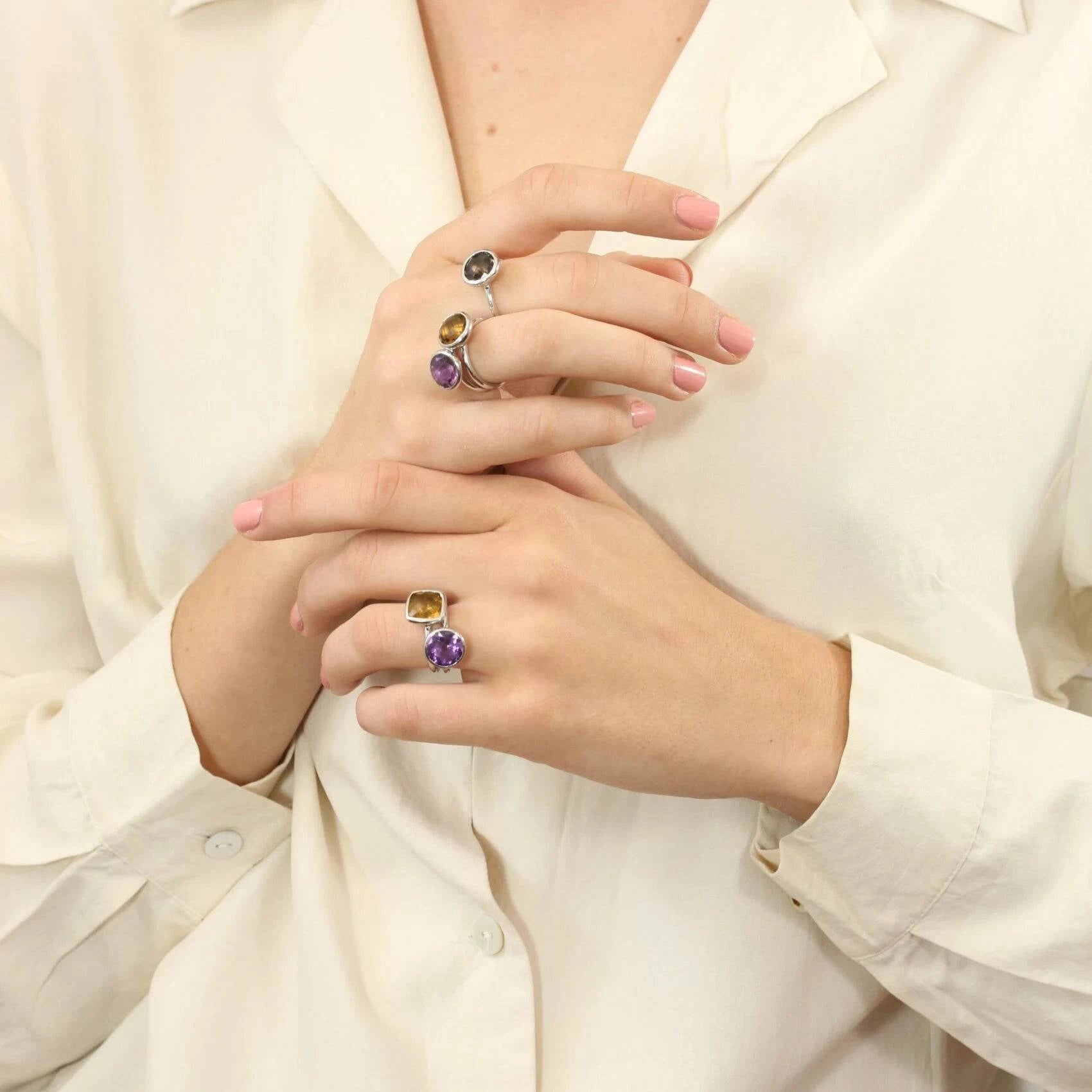 Desert Sunset Quartz Ring in Sterling Silver