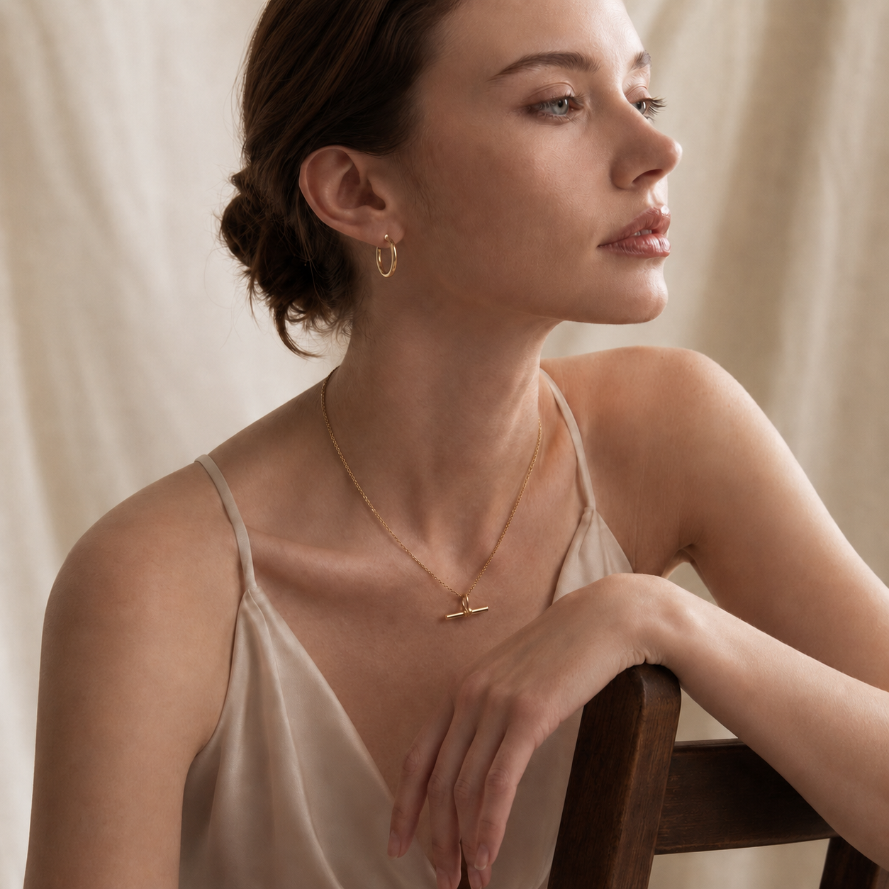 The Equilibrium Bar Charm Necklace In Gold Vermeil