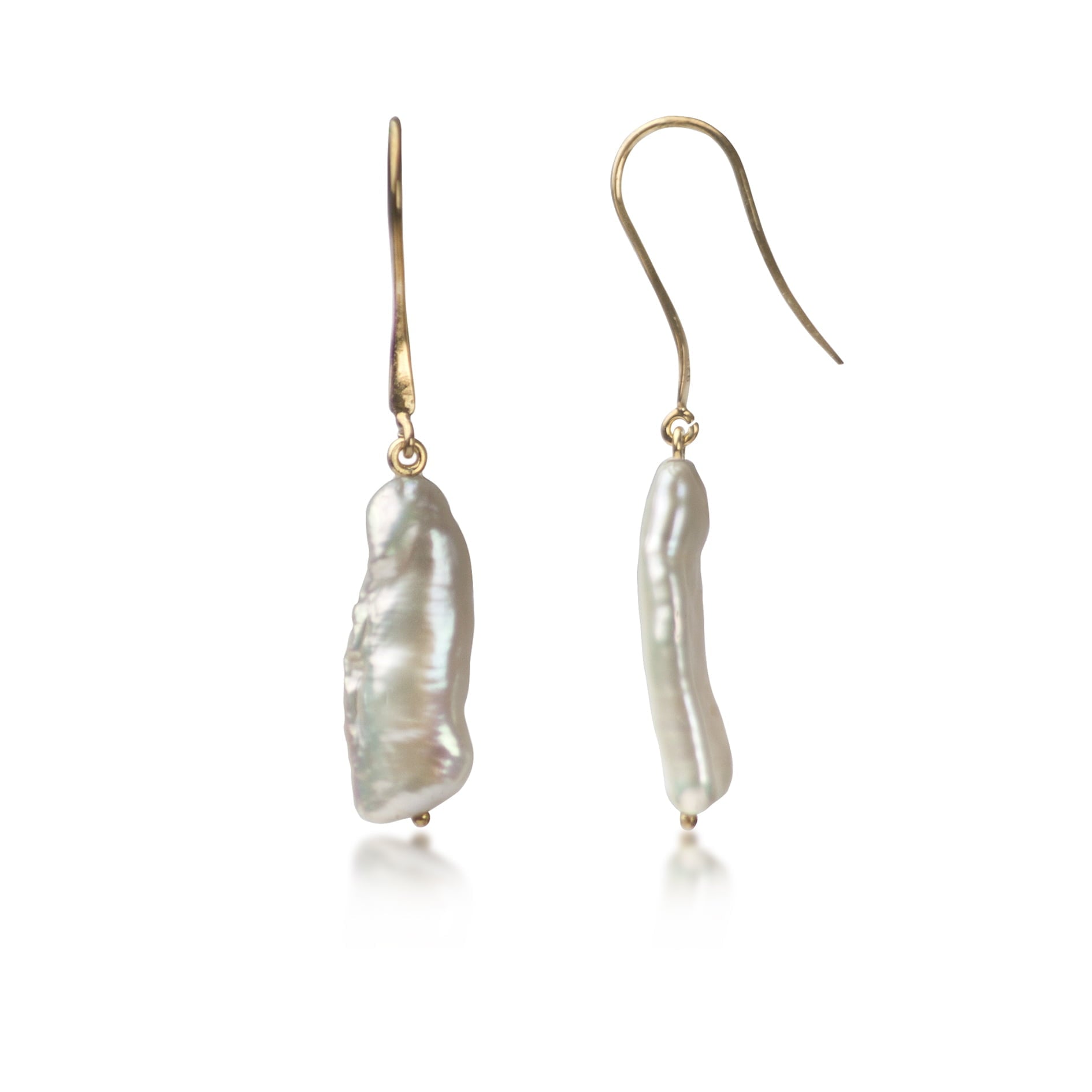 Thick Biwa Pearl Earrings in Gold Vermeil