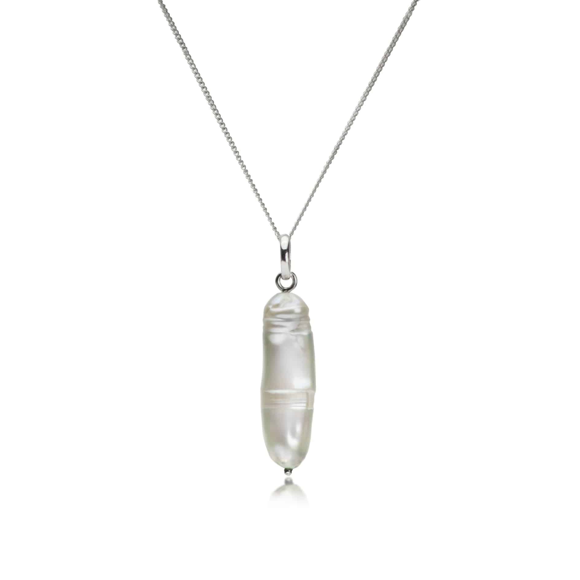Thick Biwa Pearl Necklace in Sterling Silver