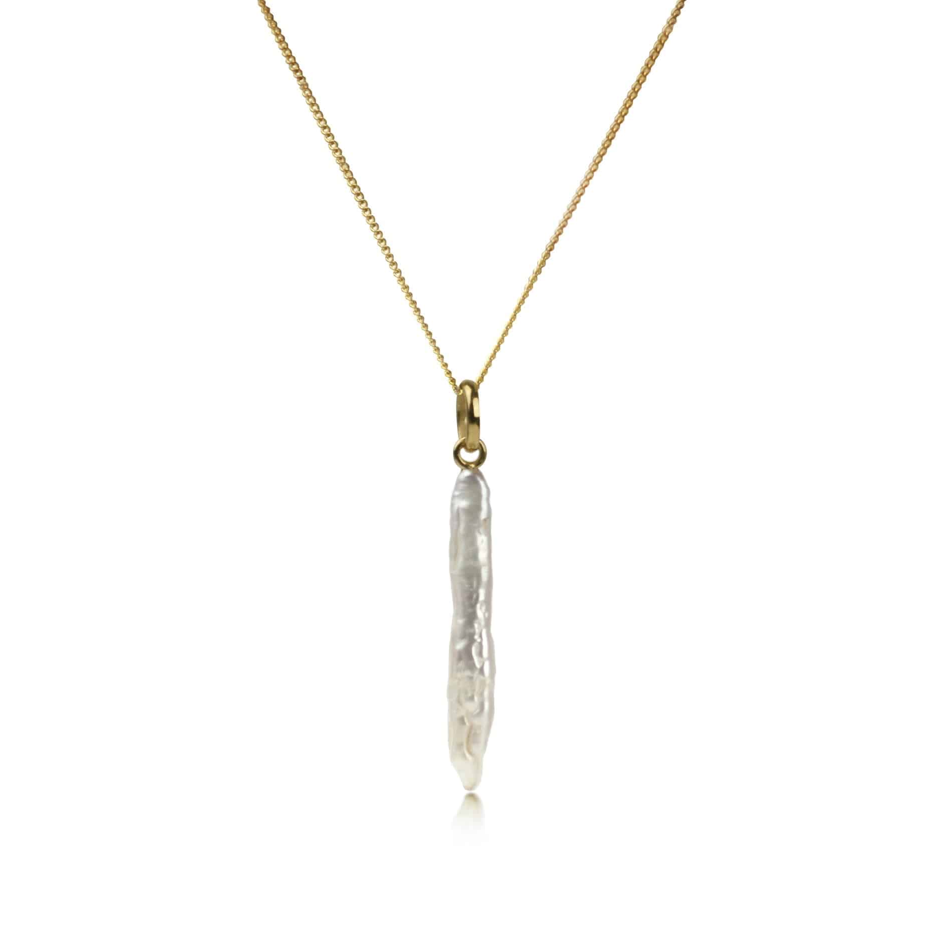 Thin Biwa Pearl Necklace in Gold Vermeil