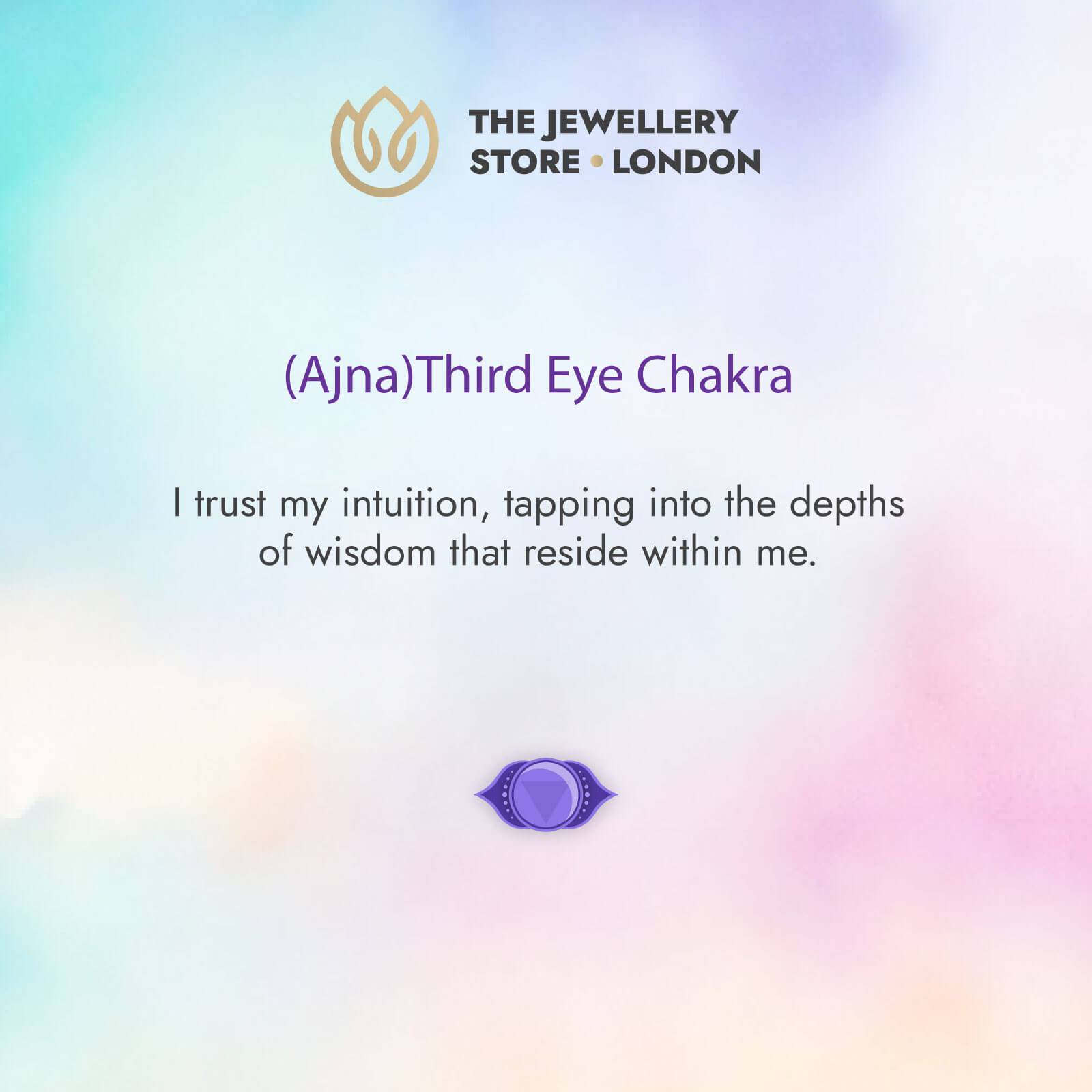 Third Eye Chakra/Ajna Chakra Charm Necklace In Gold Vermeil- Amethyst