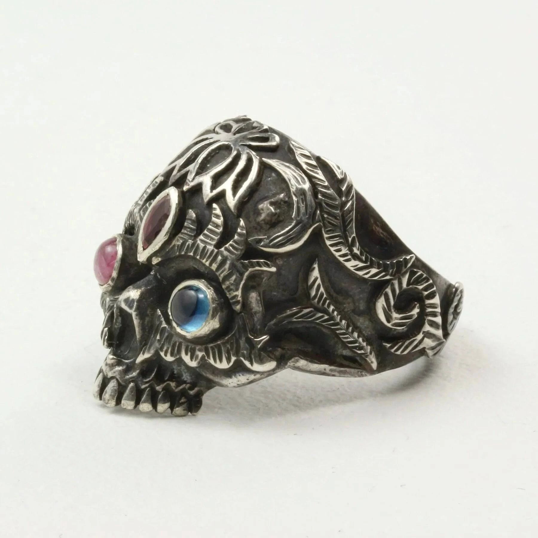 Mystic Third Eye Ring with Ruby Garnet and Iolite in Sterling Silver
