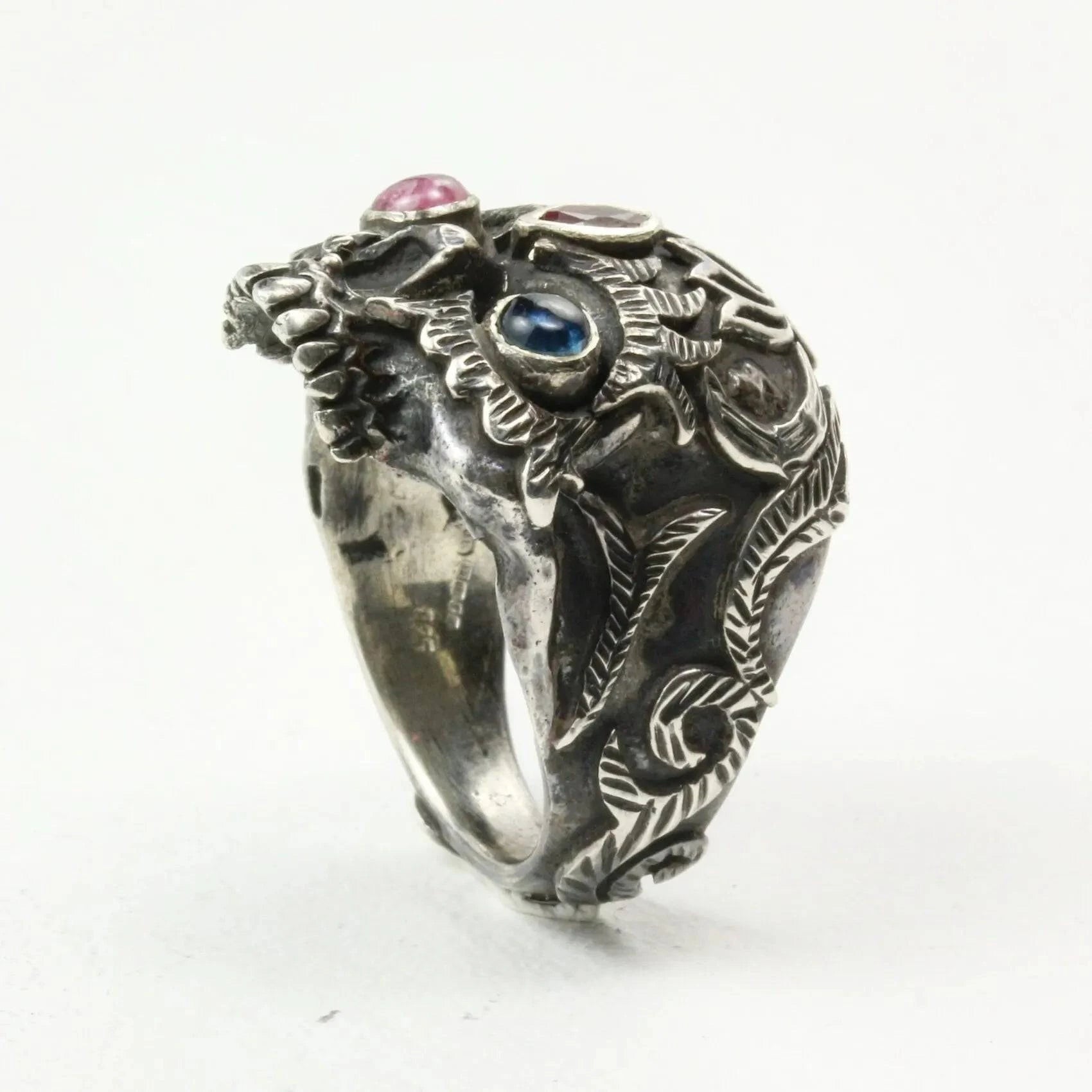 Mystic Third Eye Ring with Ruby Garnet and Iolite in Sterling Silver