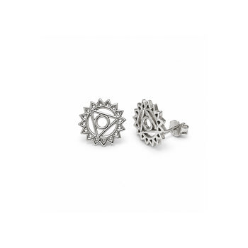 Throat Chakra/Vishuddha Chakra Stud Earrings In Sterling Silver