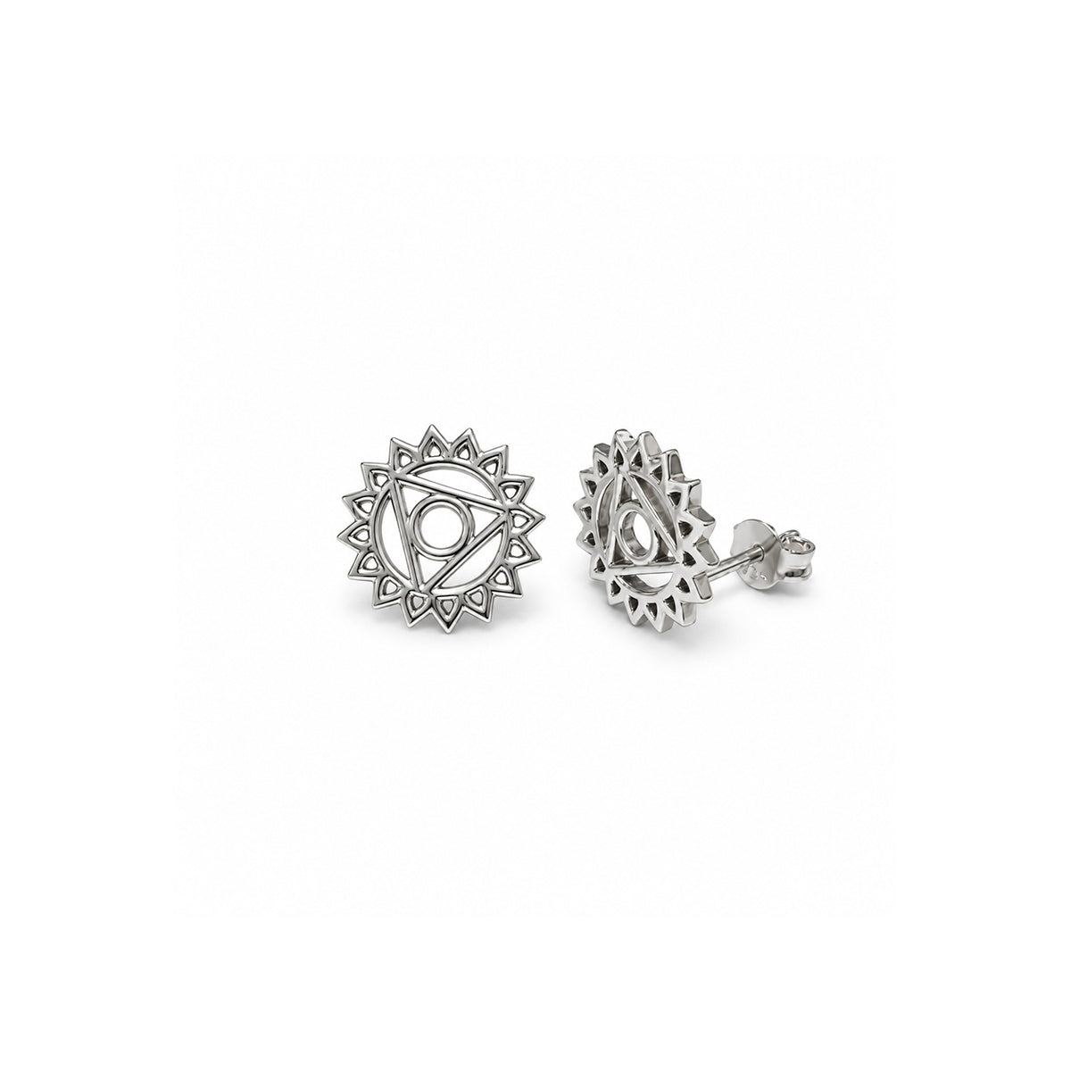 Throat Chakra/Vishuddha Chakra Stud Earrings In Sterling Silver
