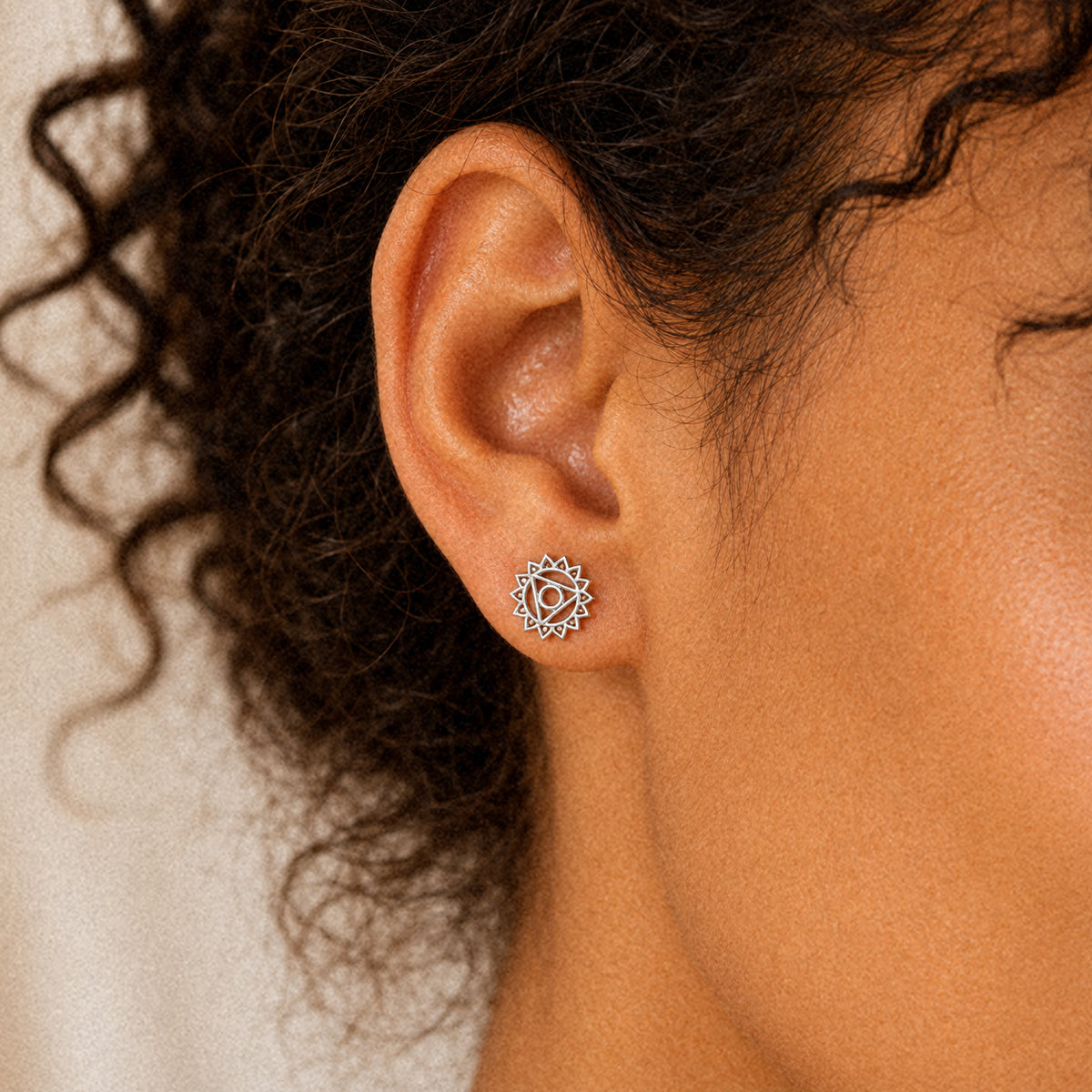 Throat Chakra/Vishuddha Chakra Stud Earrings In Sterling Silver