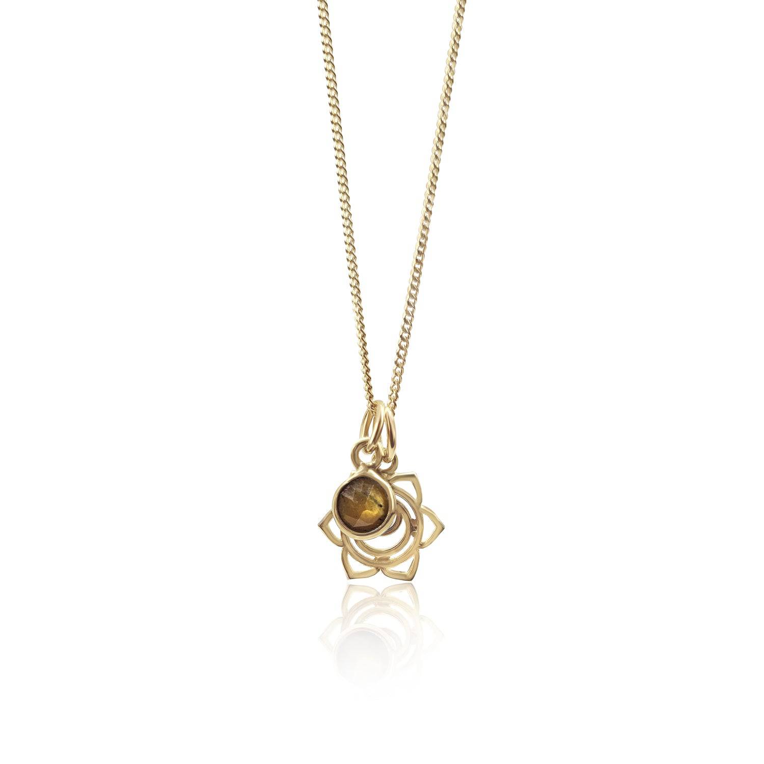 Sacral Chakra/Svadhishthana Chakra Charm Necklace In Gold Vermeil- Tiger Eye