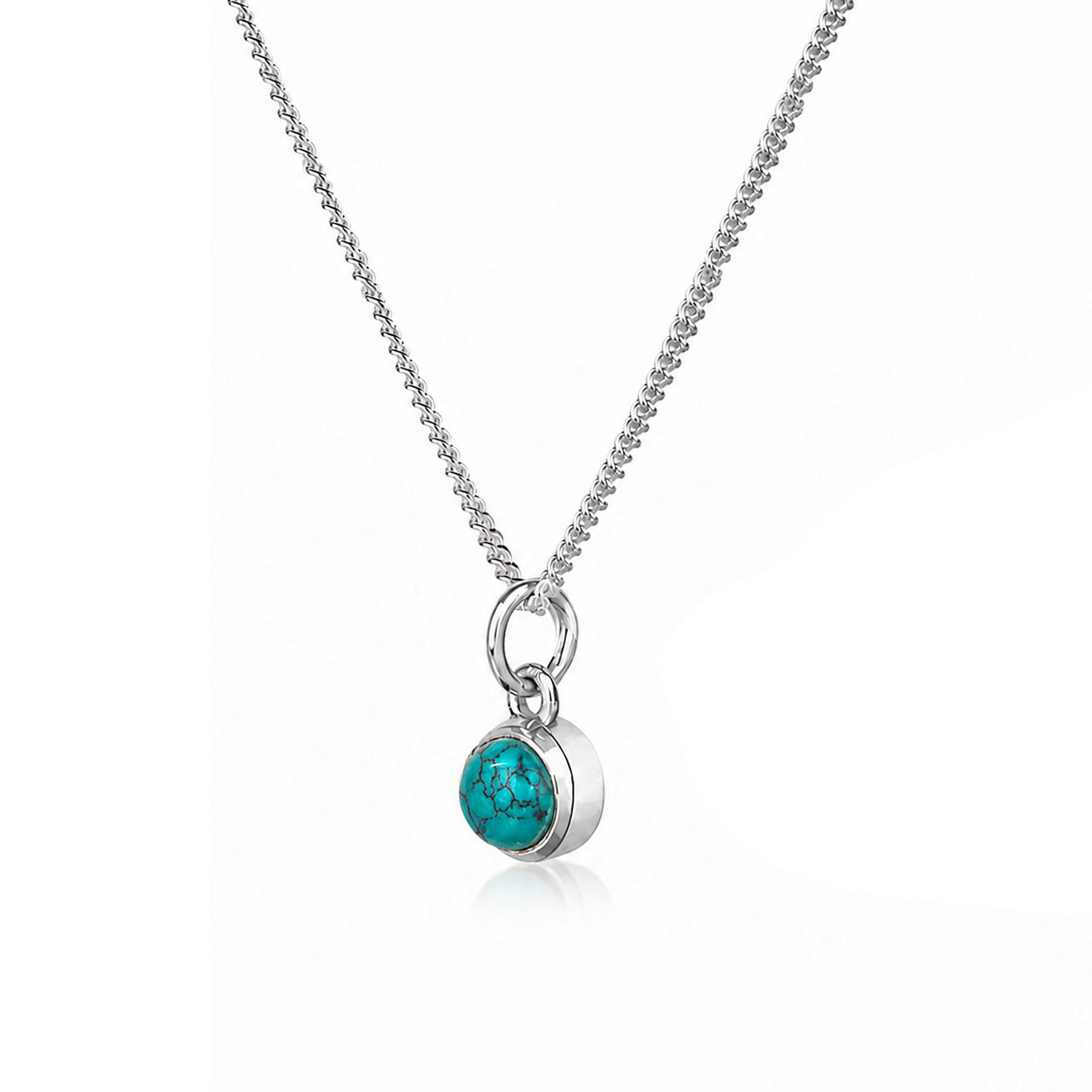 December Birthstone Necklace - Turquoise Gemstone Charm in Sterling Silver