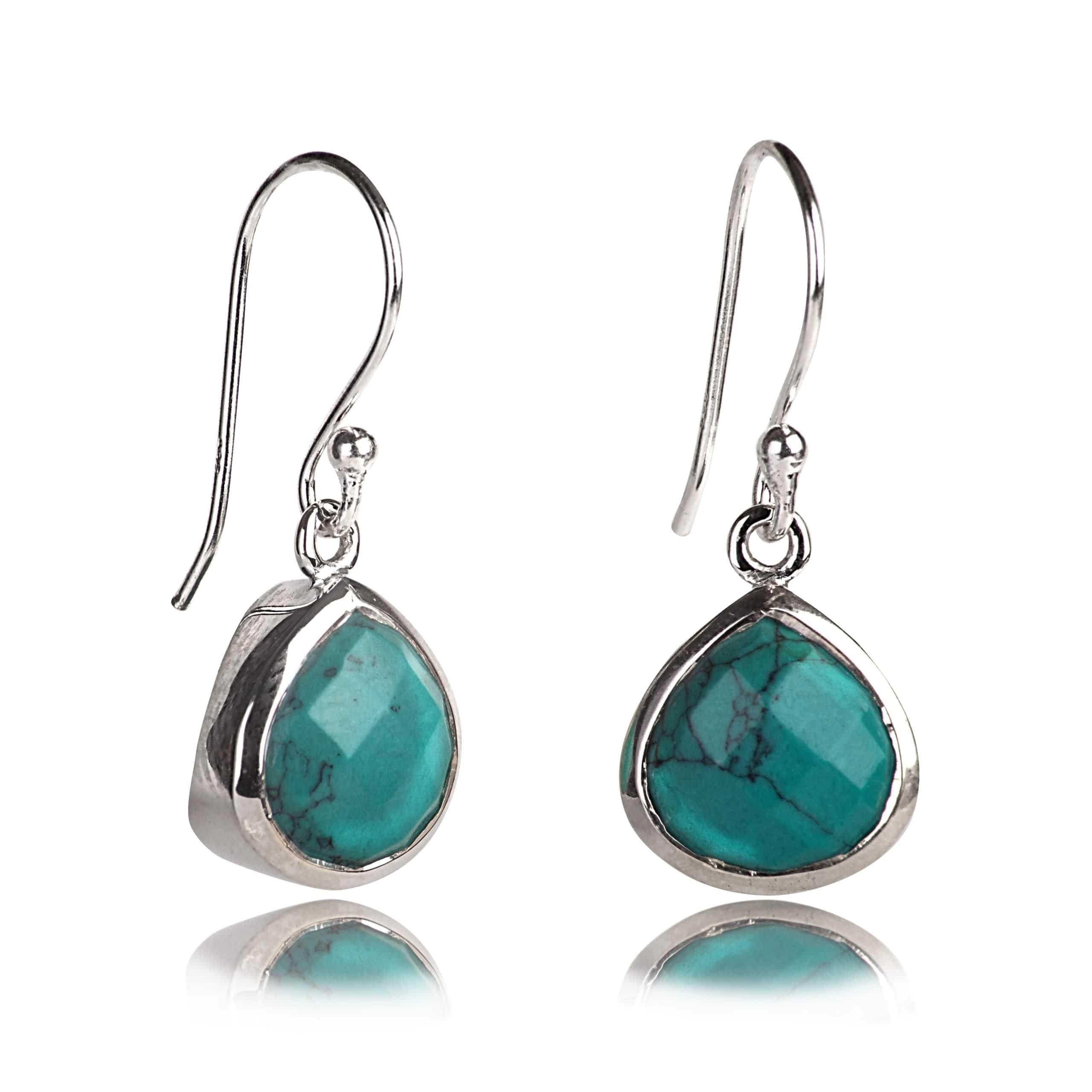 Pear-Shaped Turquoise Earrings in Sterling Silver