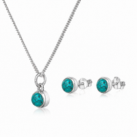 December Birthstone Jewellery Set - Turquoise Studs and Pendant Necklace