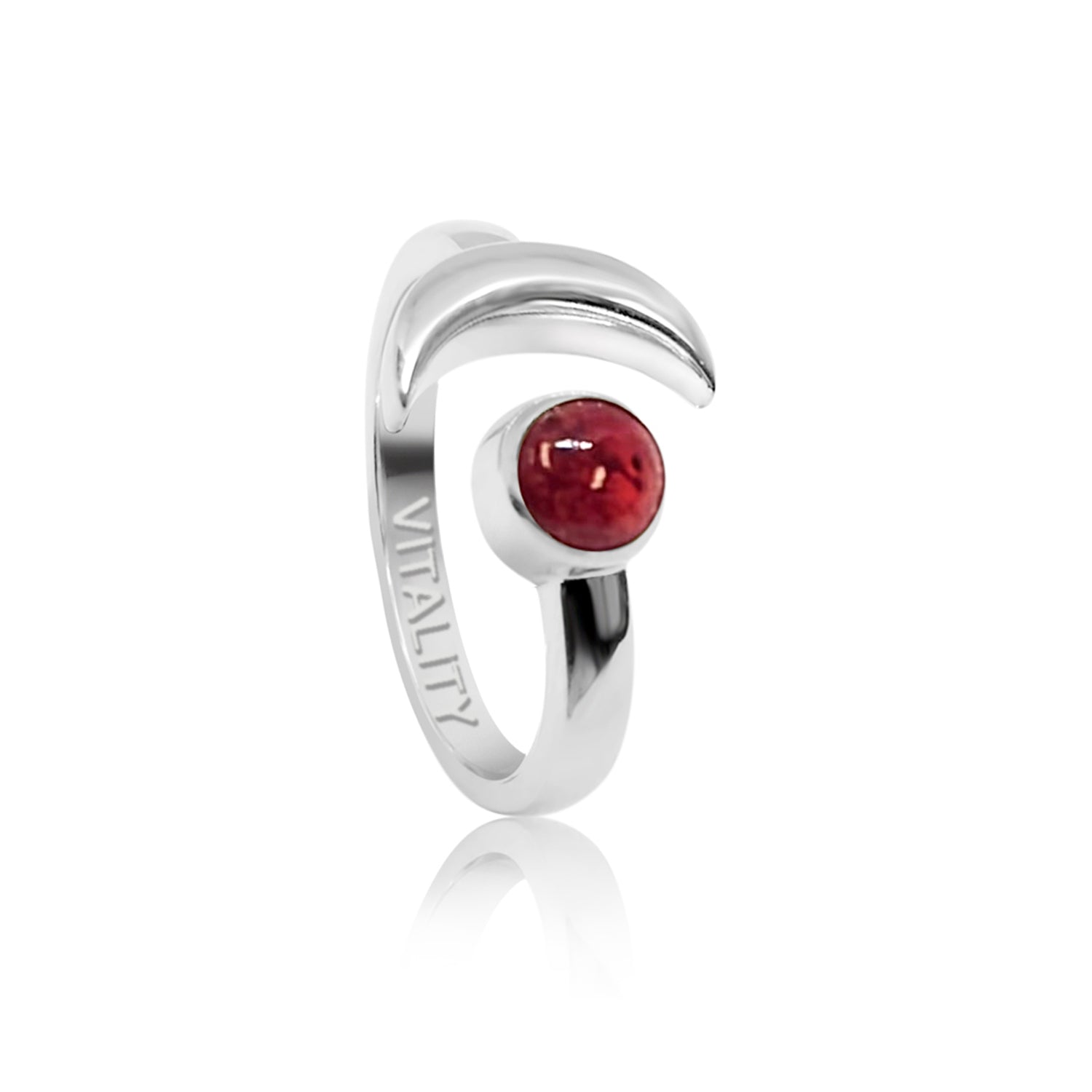 Adjustable July Vitality Birthstone Ring In Sterling Silver- Ruby