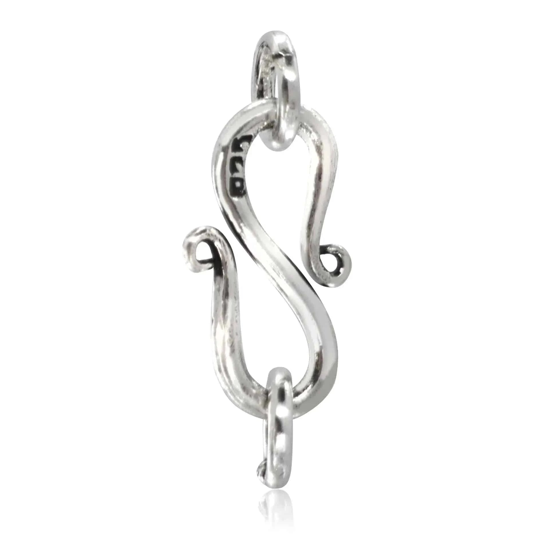 S Hook Clasp Finding for Necklace or Bracelet, in Sterling Silver - 18mm