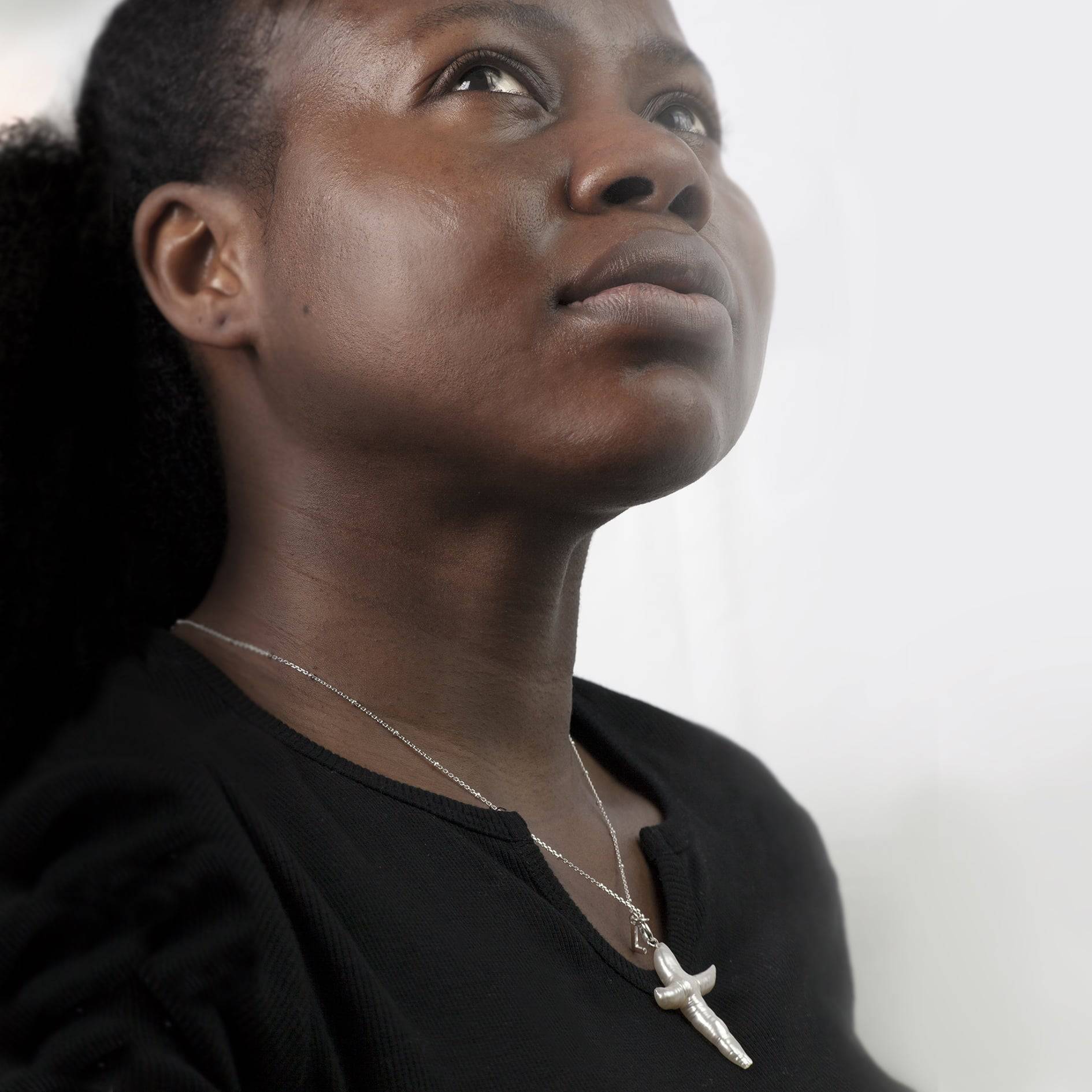 Cross Pearl Necklace In Sterling Silver