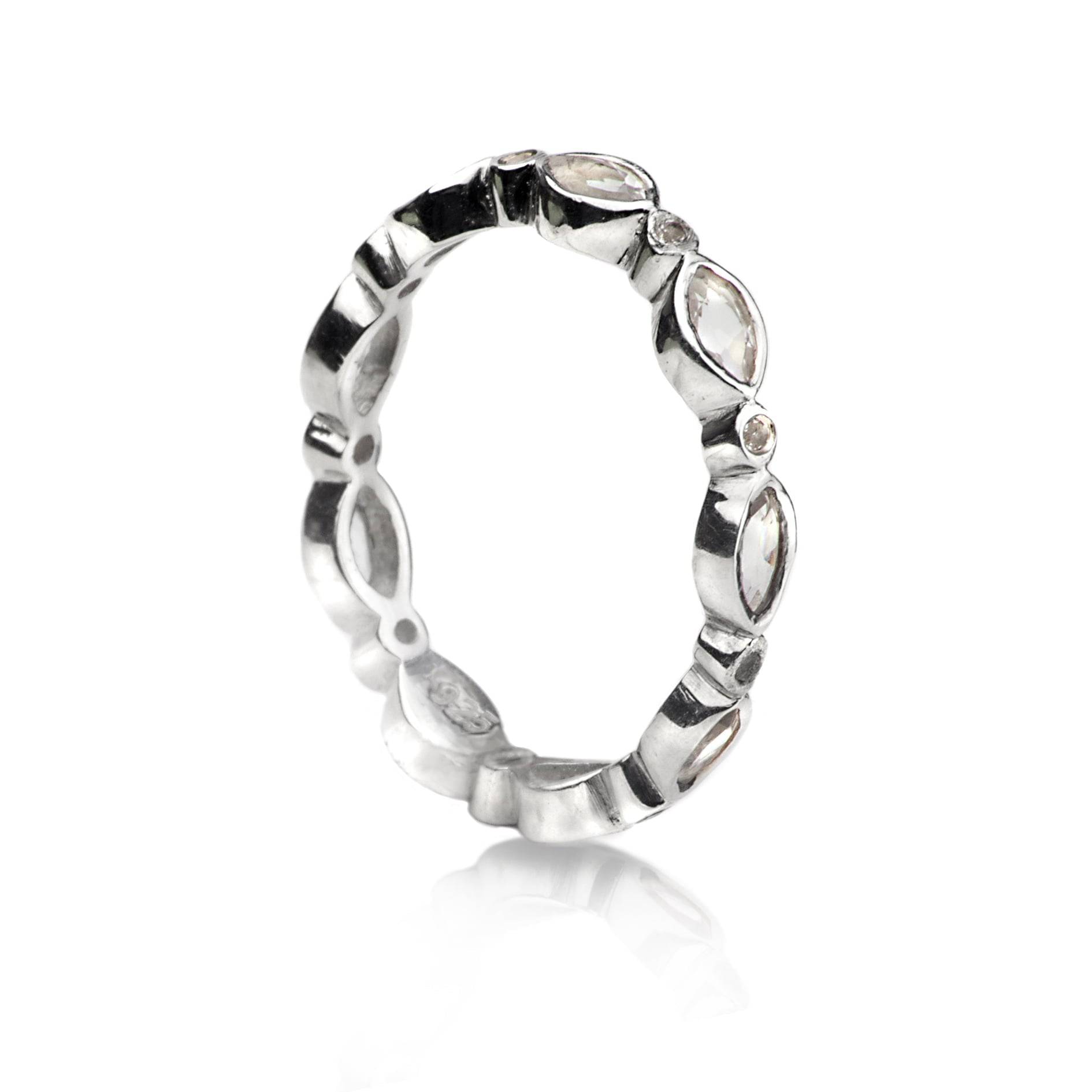 Eternity Band with White Topaz in Sterling Silver