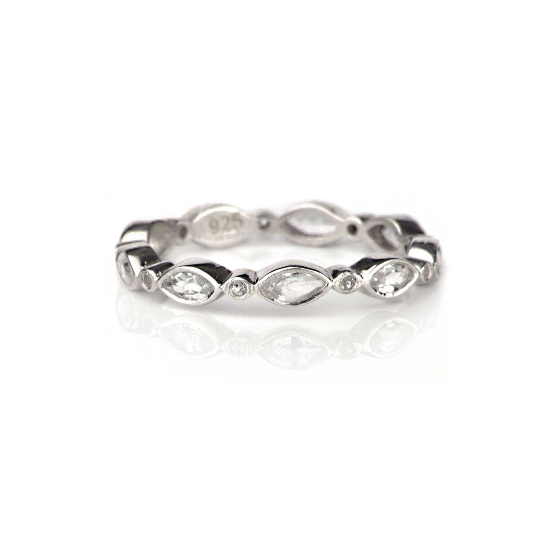 Eternity Band with White Topaz in Sterling Silver