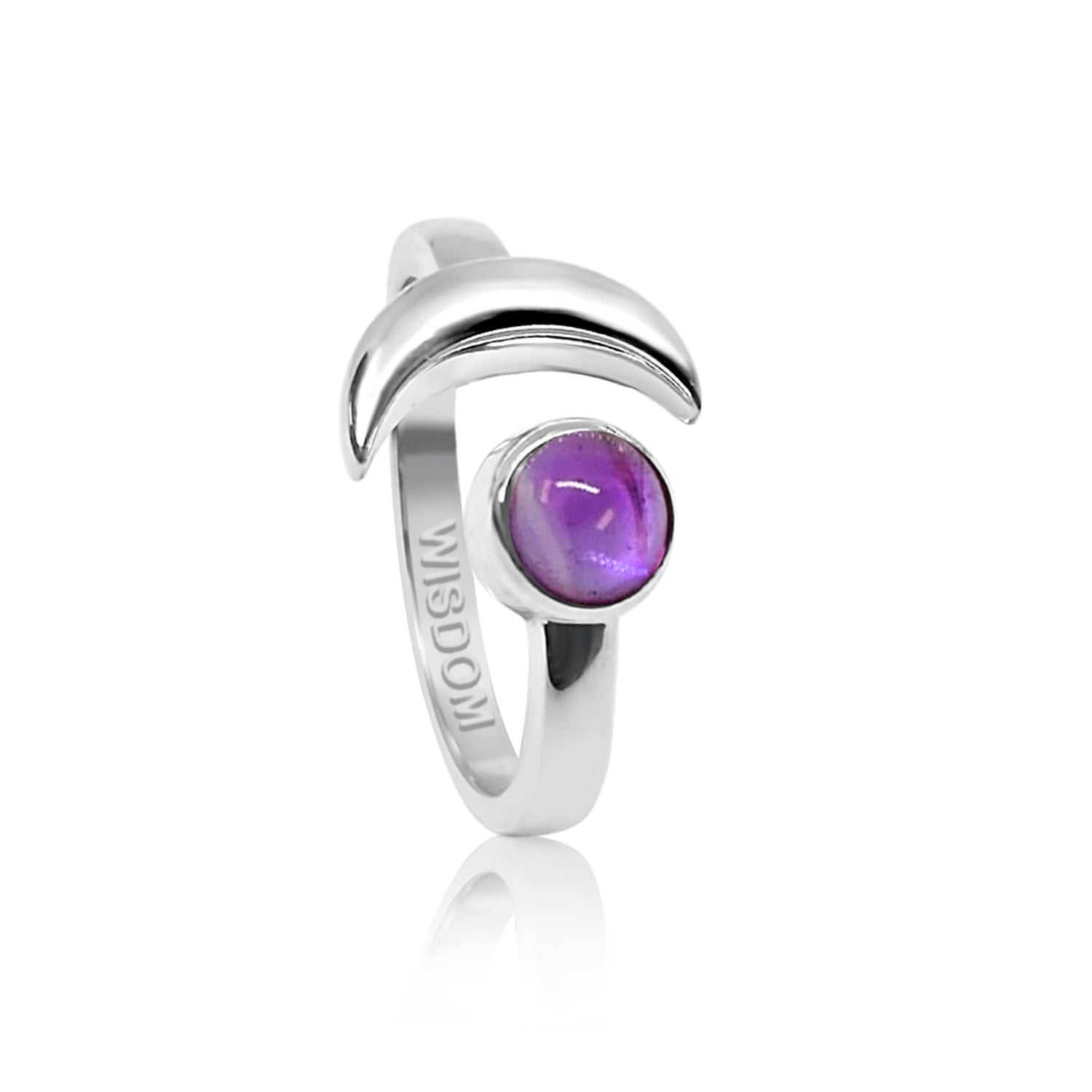 Adjustable February Birthstone Ring In Sterling Silver-Amethyst