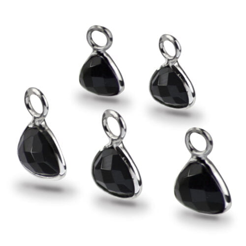 Trillion Shaped 8mm Faceted Black Onyx Connectors